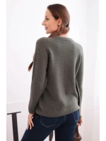 Dámský svetr z baby alpaky s dlouhým rukávem khaki Dámský svetr z baby alpaky s dlouhým rukávem khaki