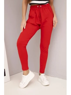 Dámské bavlněné cargo kalhoty s kapsami a řetízkem béžové