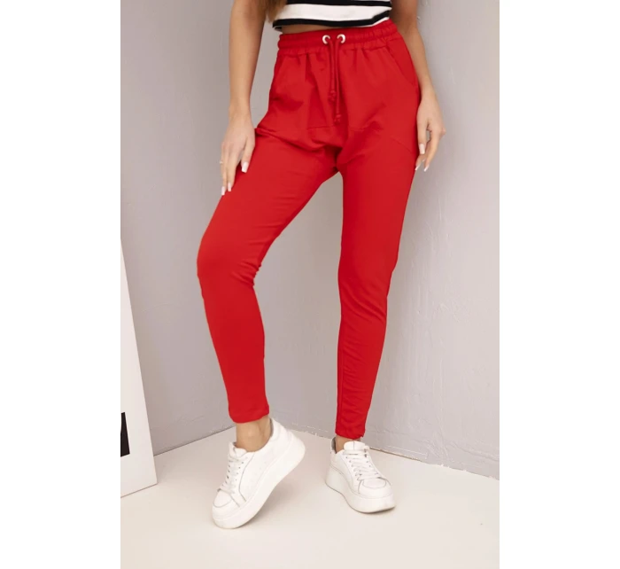 Dámské bavlněné cargo kalhoty s kapsami a řetízkem béžové