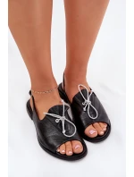 Kožené ploché sandály Zazoo 2898 černé Kožené ploché sandály Zazoo 2898 černé