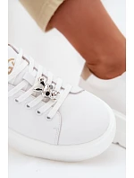 Kožené dámské tenisky na platformě s přezkou Vinceza 39973 Bílé Kožené dámské tenisky na platformě s přezkou Vinceza 39973 Bílé