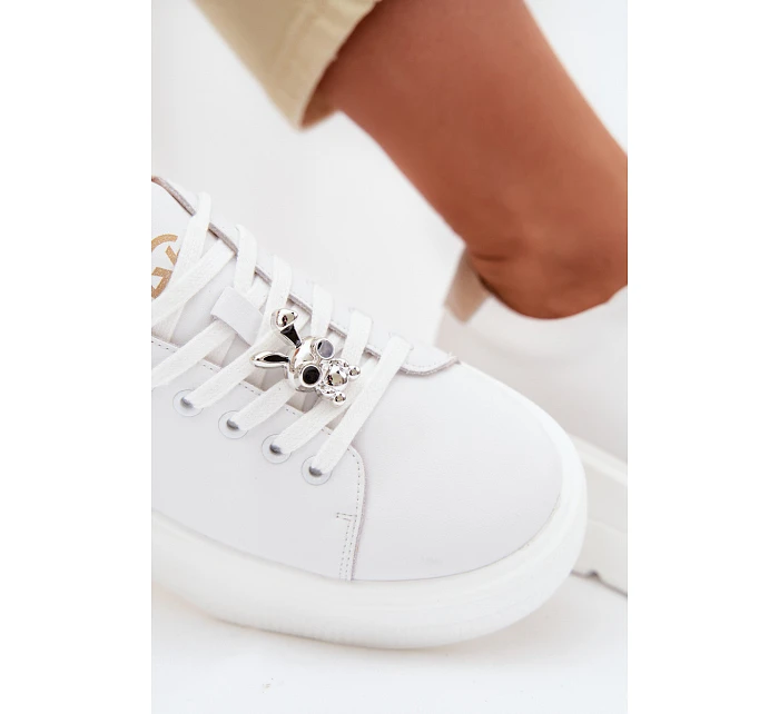 Kožené dámské tenisky na platformě s přezkou Vinceza 39973 Bílé Kožené dámské tenisky na platformě s přezkou Vinceza 39973 Bílé