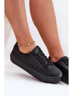 Dámské tenisky z ECO kůže na platformě Big Star – černé Dámské tenisky z ECO kůže na platformě Big Star – černé