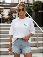 Dámské tričko oversize s potiskem CIAO, bílé, FashionStreet NX9509RY