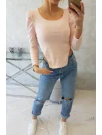 Halenka s buff rukávy pudrově růžová