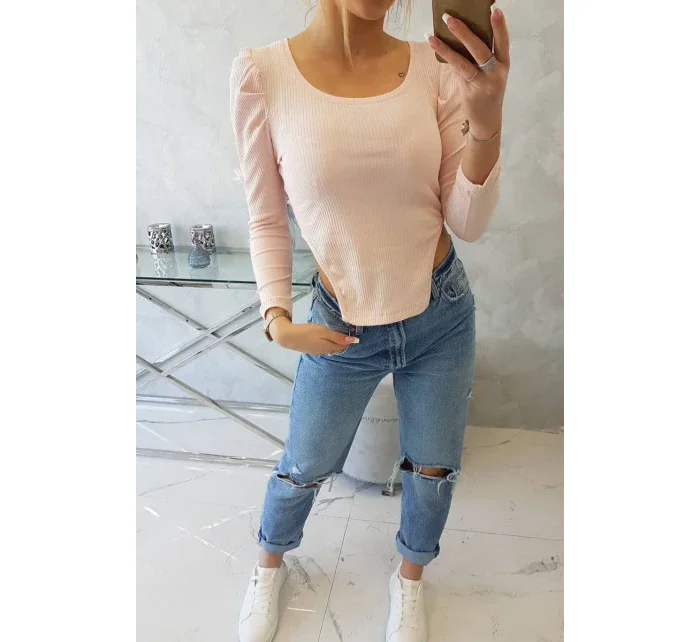 Halenka s buff rukávy pudrově růžová