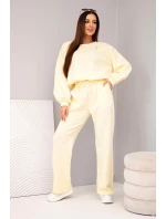 Dámský set mikina s broží a kalhoty s nohavicí žlutý model 21921250 - K-Fashion