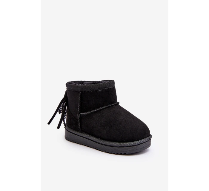 Dětské kozačky s kožešinou a šňůrkami Černé Mikyla Dětské kozačky s kožešinou a šňůrkami Černé Mikyla