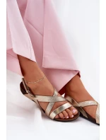 Ploché Kožené Sandály Dámské Zazoo 40032 Zlaté