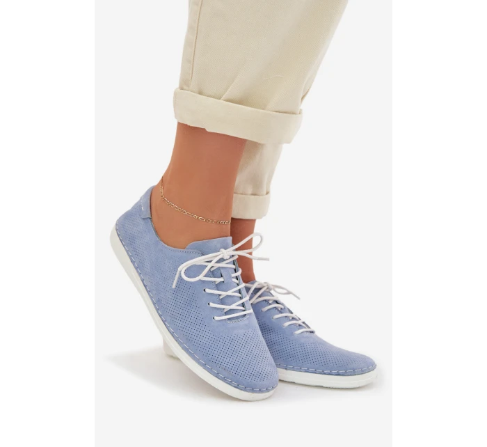 Dámské polobotky z přírodního semiše model 22013889 Modré - S.Barski