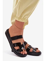 Kožené dámské pantofle na suchý zip černé model 22091756 - Boto Kožené dámské pantofle na suchý zip černé model 22091756 - Boto