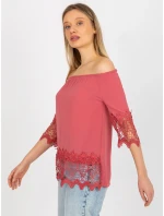 Dámská halenka LK BZ model 18309922 tmavě růžová - FPrice Dámská halenka LK BZ model 18309922 tmavě růžová - FPrice