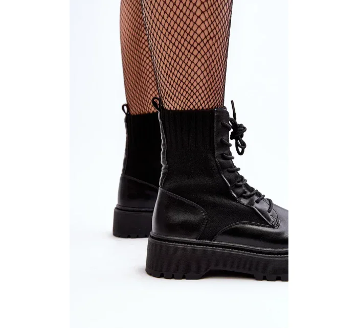 Dámské pracovní kotníkové boty se šněrováním černá Dedinva