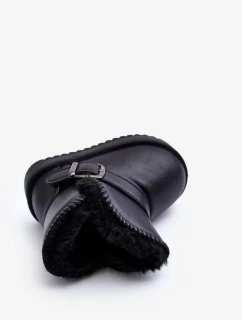 Dětské eko kožené sněhule s páskem, černá Orinor