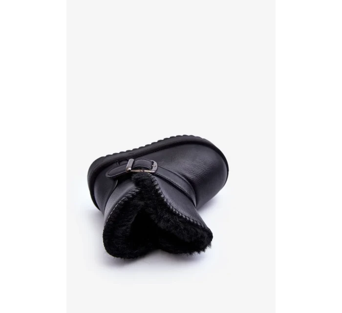 Dětské eko kožené sněhule s páskem, černá Orinor Dětské eko kožené sněhule s páskem, černá Orinor