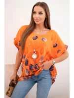 Dámská bavlněná košile s květinovým vzorem pomeranč