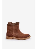 Nízké Dámské Boty Na Ploché Podešvi Zamszové Lewski model 21672546 Hnědé - Boto Nízké Dámské Boty Na Ploché Podešvi Zamszové Lewski model 21672546 Hnědé - Boto