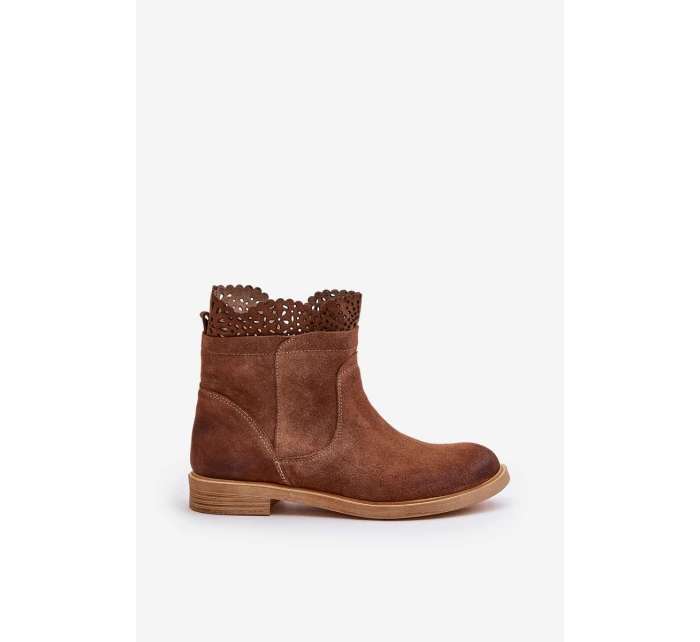 Nízké Dámské Boty Na Ploché Podešvi Zamszové Lewski model 21672546 Hnědé - Boto Nízké Dámské Boty Na Ploché Podešvi Zamszové Lewski model 21672546 Hnědé - Boto