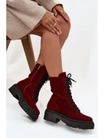 Dámské workery z pravé kůže s  bordó model 21712894 - Zazoo