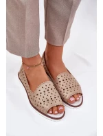 Dámské kožené perforované baleríny s otevřenou špičkou S.Barski – zlaté