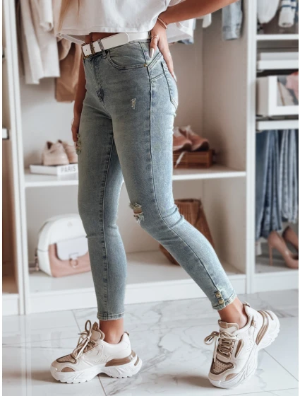 Dámské úzké džínové kalhoty s páskem modré model 21985353 - Dstreet