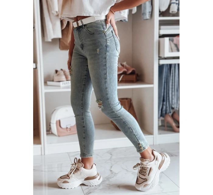 Dámské úzké džínové kalhoty s páskem modré model 21985353 - Dstreet