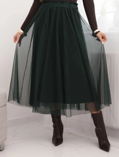 Sukně midi tylová dámská s podšívkou viskóza zelená