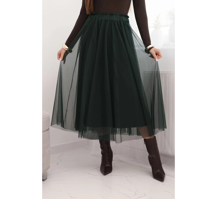 Sukně midi tylová dámská s podšívkou viskóza zelená Sukně midi tylová dámská s podšívkou viskóza zelená