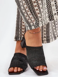 Dámské Pantofle S Pletením Na Podpatku Černé model 21689411 - Boto