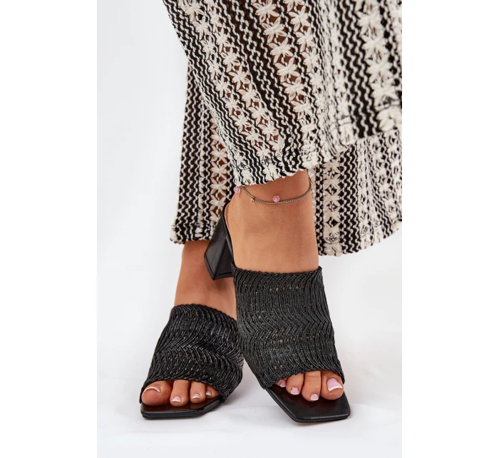 Dámské Pantofle S Pletením Na Podpatku Černé model 21689411 - Boto Dámské Pantofle S Pletením Na Podpatku Černé model 21689411 - Boto