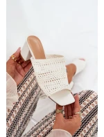 Dámské Pantofle S Pletením Na Podpatku Bílé model 21689432 - Boto Dámské Pantofle S Pletením Na Podpatku Bílé model 21689432 - Boto