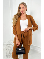 Elegantní bunda s kalhotami se zavazováním vpředu Camel