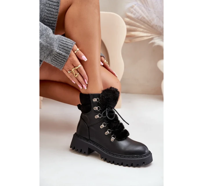Zateplené Kotníkové Boty na Zip z Eko Kůže Černé Willatta