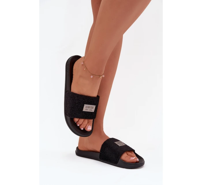 Dámské pantofle na pěnové podešvi s kožíškem Big Star – černé