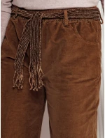 Dámské manšestrové kalhoty SOFTYLA v pruhované velbloudí barvě FashionStreet UY2279