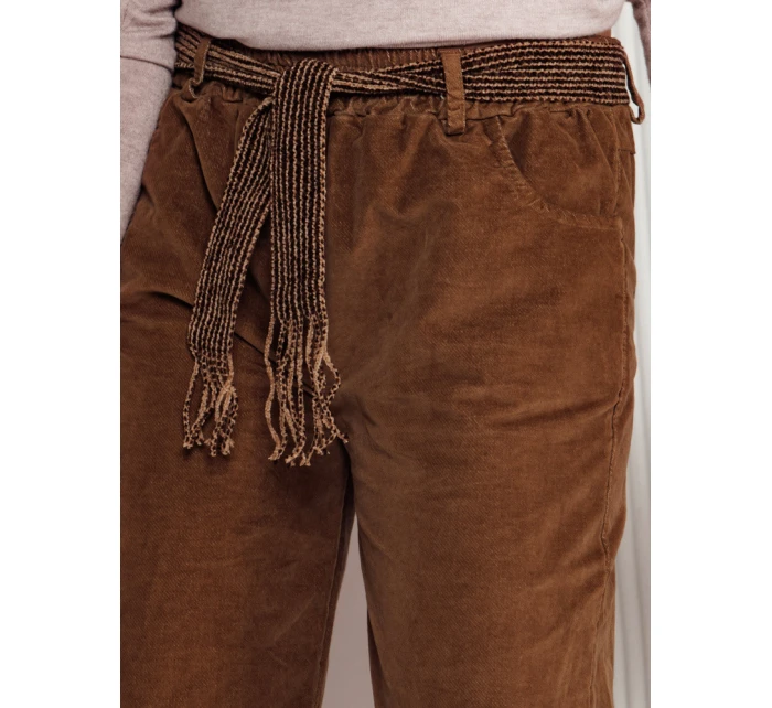 Dámské manšestrové kalhoty SOFTYLA v pruhované velbloudí barvě FashionStreet UY2279