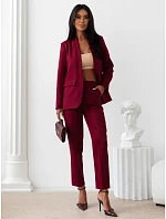 Elegantní dámský kostým – sako a kalhoty v barvě bordó, FashionStreet AY1246