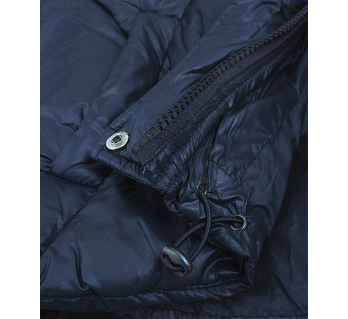 Tmavě modrá dámská prošívaná bunda s odepínací kapucí (7564)