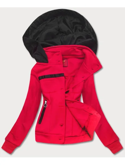 Krátká červená dámská rozepínací mikina model 17658187 - LHD Krátká červená dámská rozepínací mikina model 17658187 - LHD