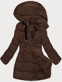 Dámská bunda v čokoládové barvě s kapucí model 21486678 - J.STYLE