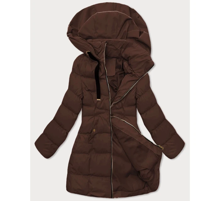 Dámská bunda v čokoládové barvě s kapucí model 21486678 - J.STYLE