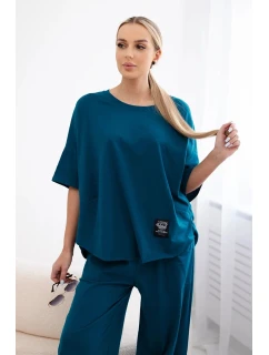 Bavlněný komplet halenka + kalhoty námořní