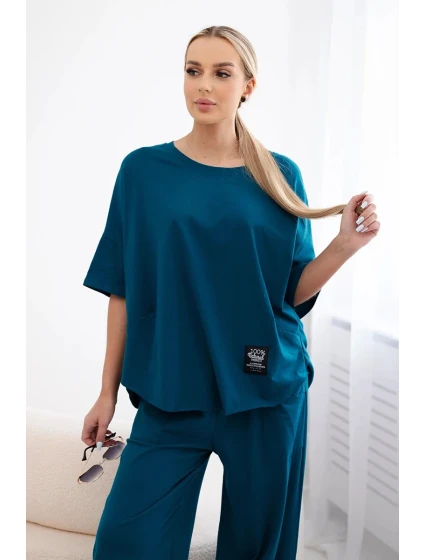 Bavlněný komplet halenka + kalhoty námořní Bavlněný komplet halenka + kalhoty námořní