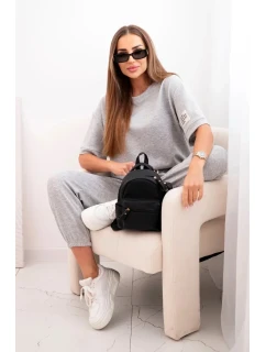 Dámský viskózový komplet s krátkým rukávem a nohavicemi šedý