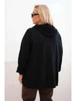 Dámská mikina Plus Size bavlněná oversize s dlouhým rukávem černá