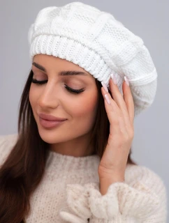 Dámská zimní vlněná čepice beret K414 bílá