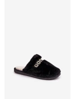 Dámské Pantofle S Kožíškem A Nápisem Černé Kalelia Dámské Pantofle S Kožíškem A Nápisem Černé Kalelia