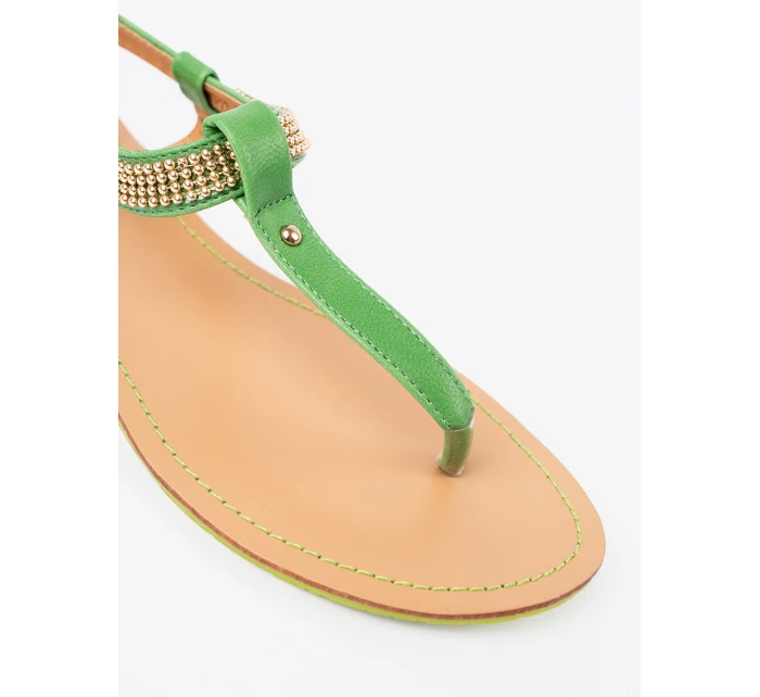 Luxusní  sandály dámské zelené bez podpatku