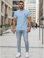 Pánské bavlněné tričko s potiskem klasické modré FashionStreet NX5105R Pánské bavlněné tričko s potiskem klasické modré FashionStreet NX5105R