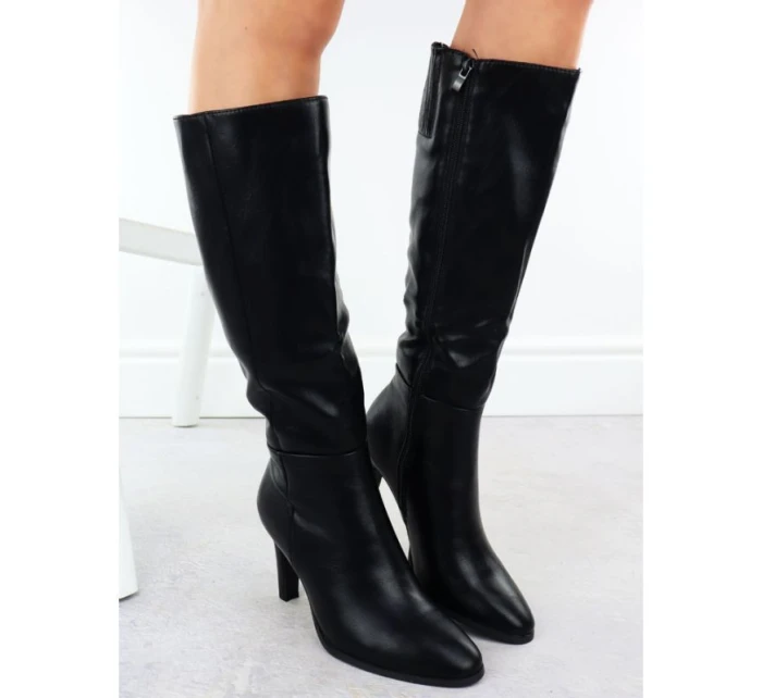 Dámské černé kozačky na podpatku model 21905463 - JEZZI